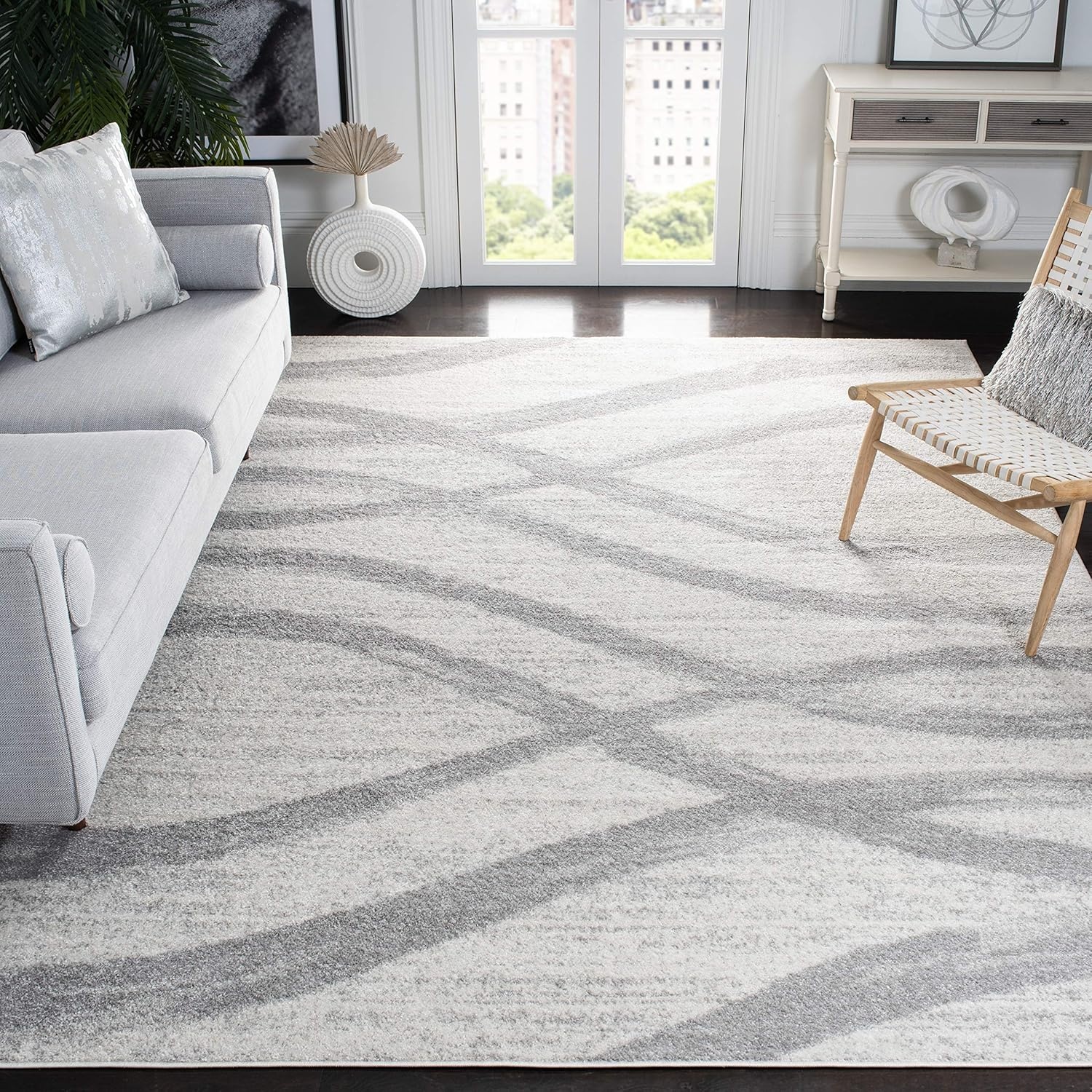 image:imageSAFAVIEH Area Rug 8x10 Adirondack Collection Large Sage amp Cream Modern Wave Design NonShedding amp Easy to Clean Ideal for Living Room Bedroom Dining Space ADR125XCreamGrey