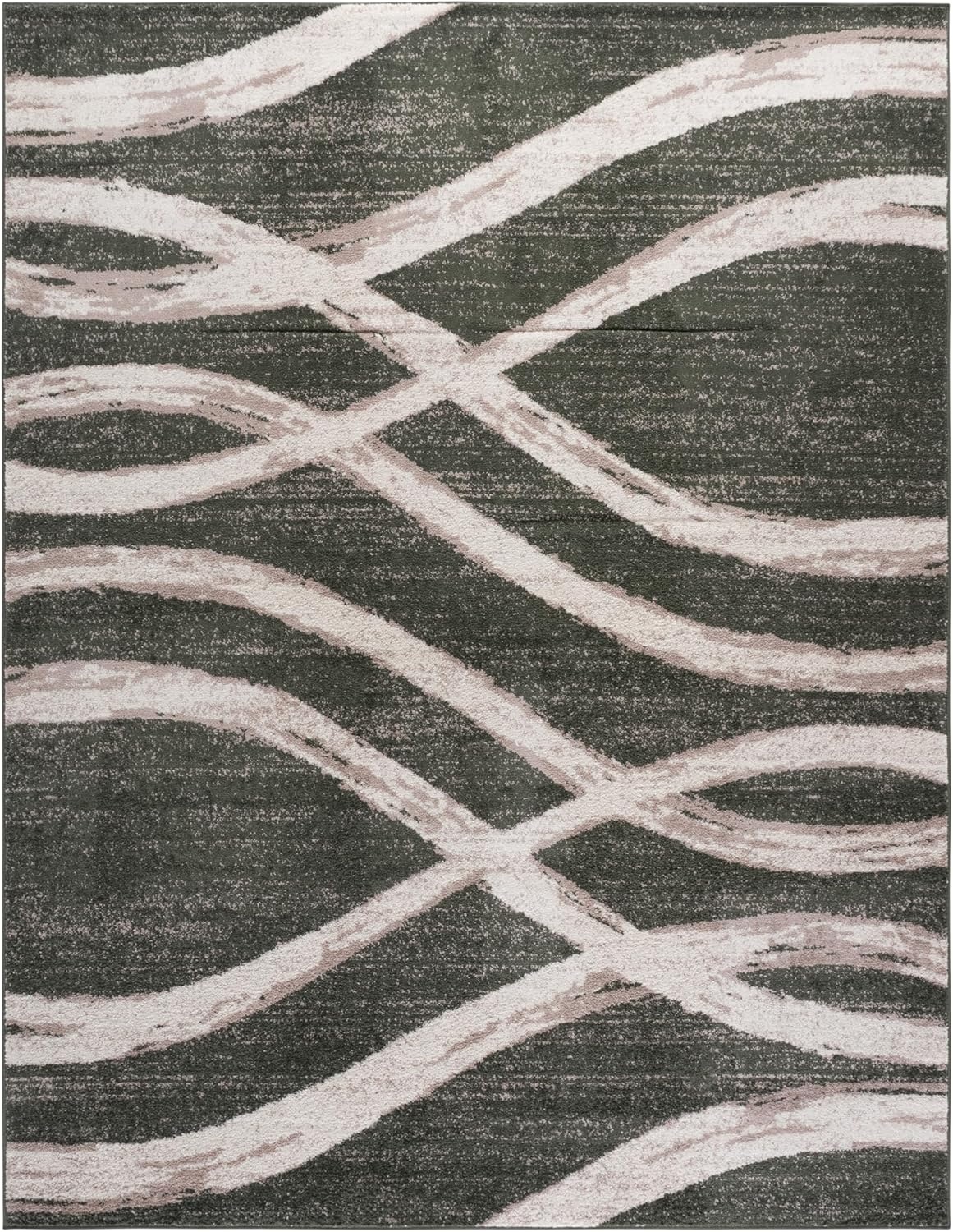 image:imageSAFAVIEH Area Rug 8x10 Adirondack Collection Large Sage amp Cream Modern Wave Design NonShedding amp Easy to Clean Ideal for Living Room Bedroom Dining Space ADR125XDark GreenIvory
