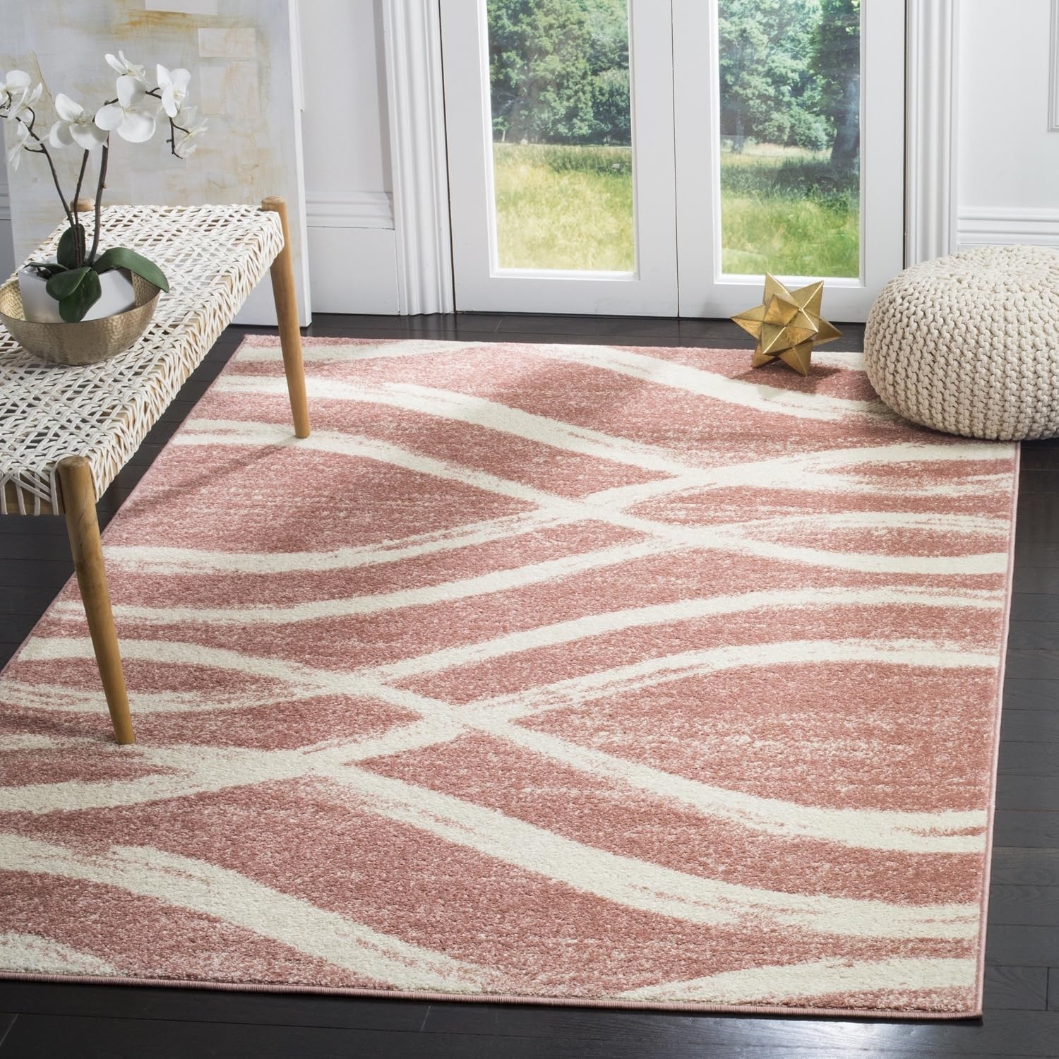 image:imageSAFAVIEH Area Rug 8x10 Adirondack Collection Large Sage amp Cream Modern Wave Design NonShedding amp Easy to Clean Ideal for Living Room Bedroom Dining Space ADR125XRoseCream