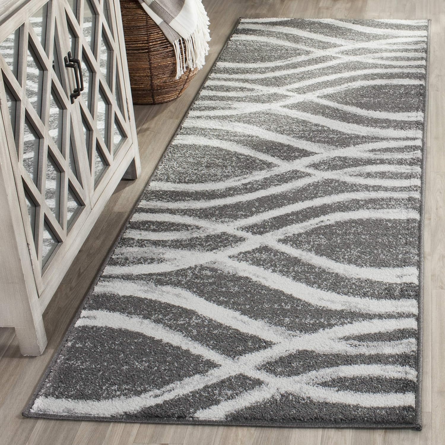 image:imageSAFAVIEH Area Rug 8x10 Adirondack Collection Large Sage amp Cream Modern Wave Design NonShedding amp Easy to Clean Ideal for Living Room Bedroom Dining Space ADR125XCharcoalIvory