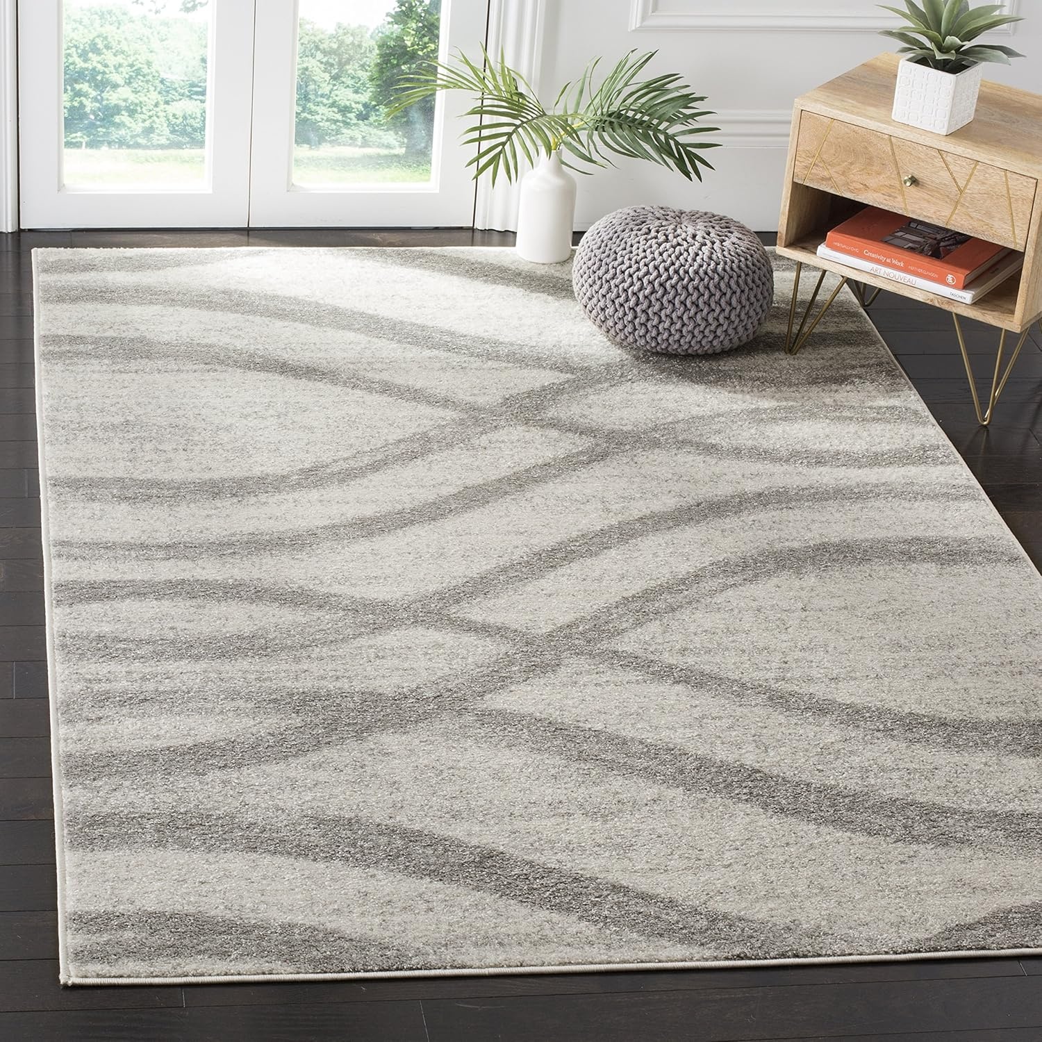 image:imageSAFAVIEH Area Rug 8x10 Adirondack Collection Large Sage amp Cream Modern Wave Design NonShedding amp Easy to Clean Ideal for Living Room Bedroom Dining Space ADR125XCreamGrey