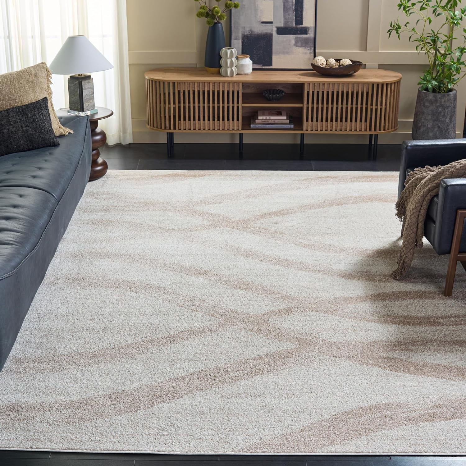 image:imageSAFAVIEH Area Rug 8x10 Adirondack Collection Large Sage amp Cream Modern Wave Design NonShedding amp Easy to Clean Ideal for Living Room Bedroom Dining Space ADR125XBeigeTaupe