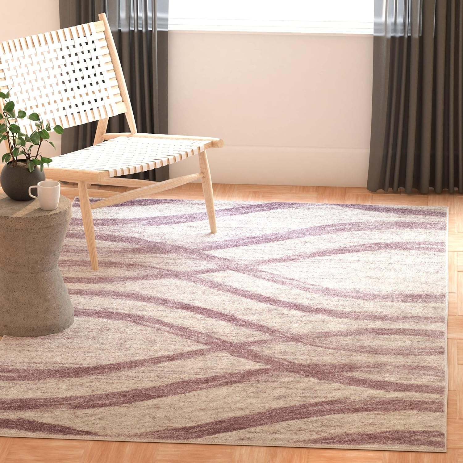 image:imageSAFAVIEH Area Rug 8x10 Adirondack Collection Large Sage amp Cream Modern Wave Design NonShedding amp Easy to Clean Ideal for Living Room Bedroom Dining Space ADR125XCreamPurple