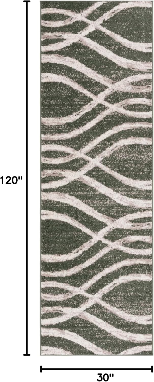 image:imageSAFAVIEH Area Rug 8x10 Adirondack Collection Large Sage amp Cream Modern Wave Design NonShedding amp Easy to Clean Ideal for Living Room Bedroom Dining Space ADR125XDark GreenIvory