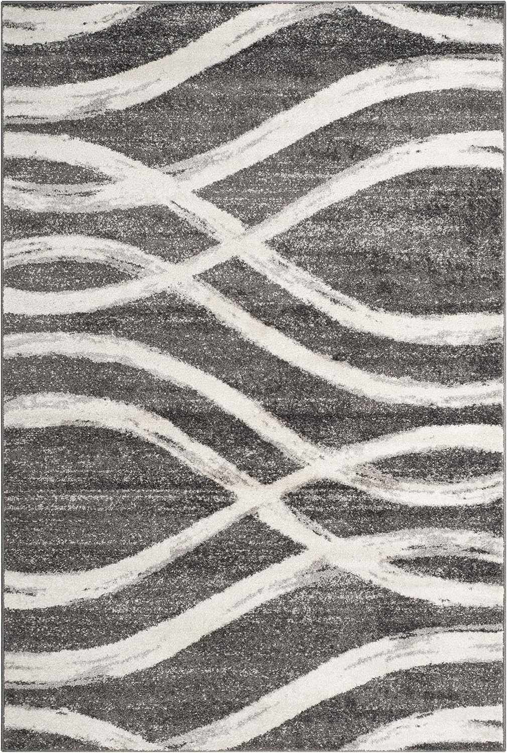 image:imageSAFAVIEH Area Rug 8x10 Adirondack Collection Large Sage amp Cream Modern Wave Design NonShedding amp Easy to Clean Ideal for Living Room Bedroom Dining Space ADR125XCharcoalIvory