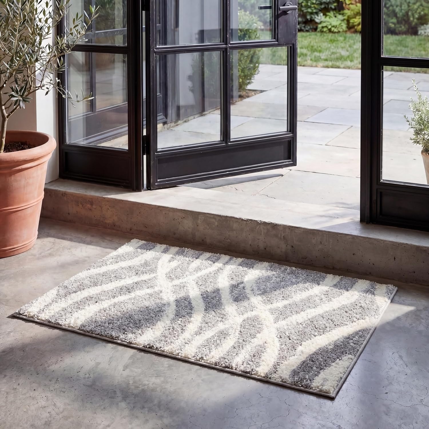 image:imageSAFAVIEH Area Rug 8x10 Adirondack Collection Large Sage amp Cream Modern Wave Design NonShedding amp Easy to Clean Ideal for Living Room Bedroom Dining Space ADR125XGreyCream