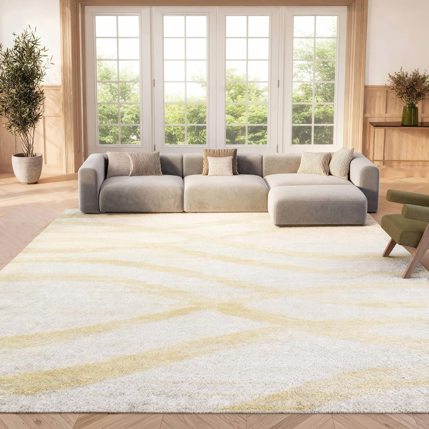 image:imageSAFAVIEH Area Rug 8x10 Adirondack Collection Large Sage amp Cream Modern Wave Design NonShedding amp Easy to Clean Ideal for Living Room Bedroom Dining Space ADR125XCreamChampagne