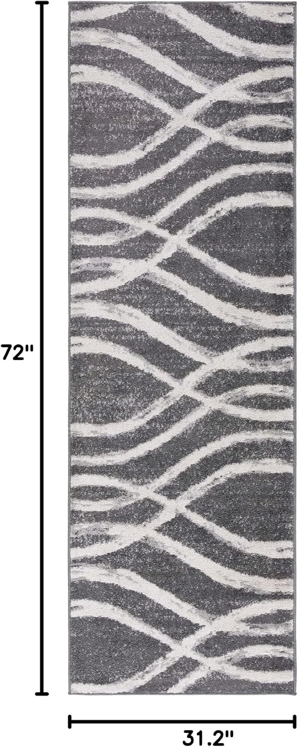 image:imageSAFAVIEH Area Rug 8x10 Adirondack Collection Large Sage amp Cream Modern Wave Design NonShedding amp Easy to Clean Ideal for Living Room Bedroom Dining Space ADR125XCharcoalIvory