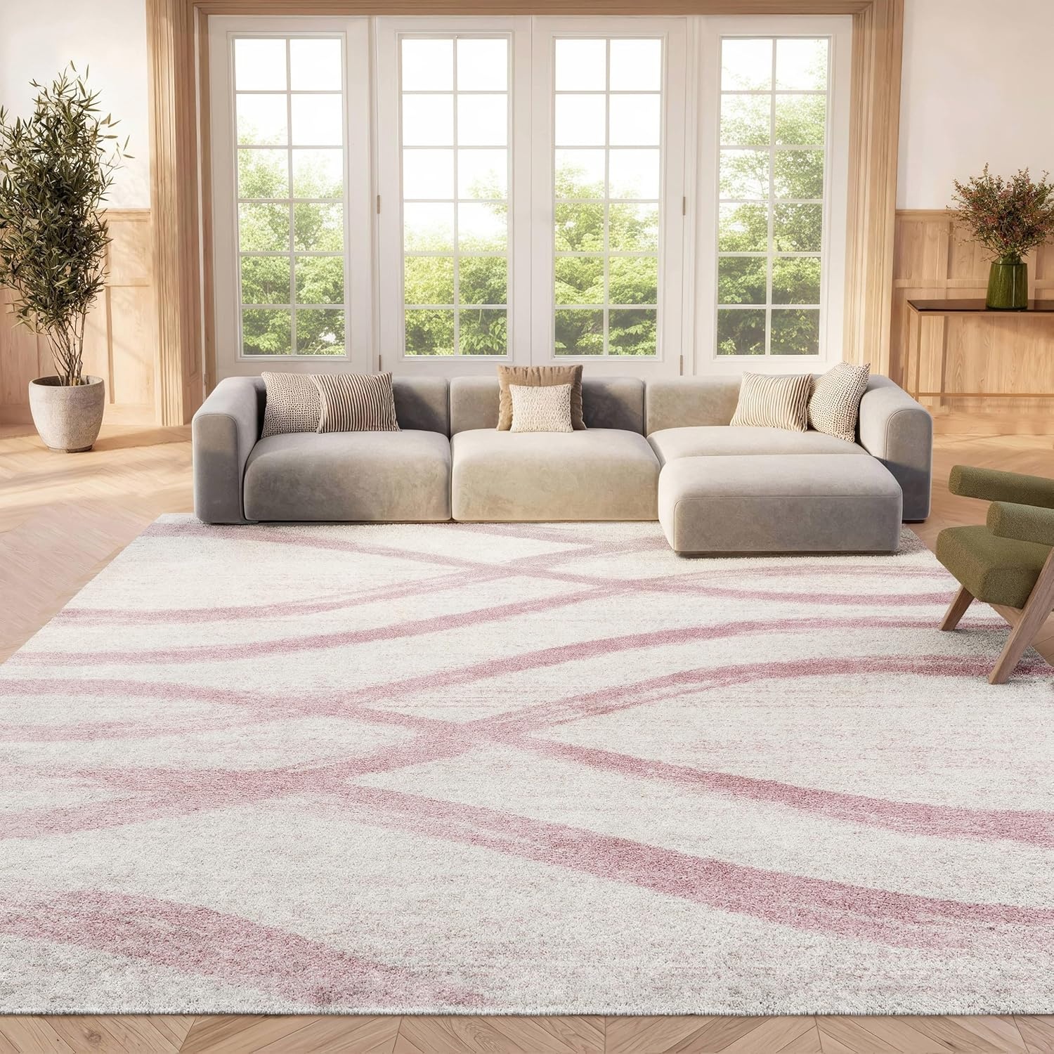 image:imageSAFAVIEH Area Rug 8x10 Adirondack Collection Large Sage amp Cream Modern Wave Design NonShedding amp Easy to Clean Ideal for Living Room Bedroom Dining Space ADR125XCreamPurple
