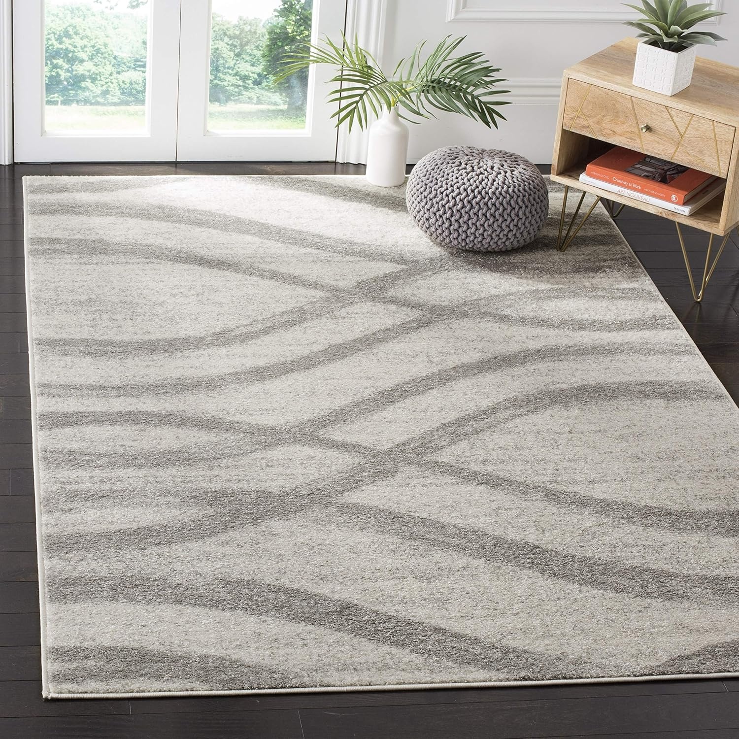 image:imageSAFAVIEH Area Rug 8x10 Adirondack Collection Large Sage amp Cream Modern Wave Design NonShedding amp Easy to Clean Ideal for Living Room Bedroom Dining Space ADR125XCreamGrey