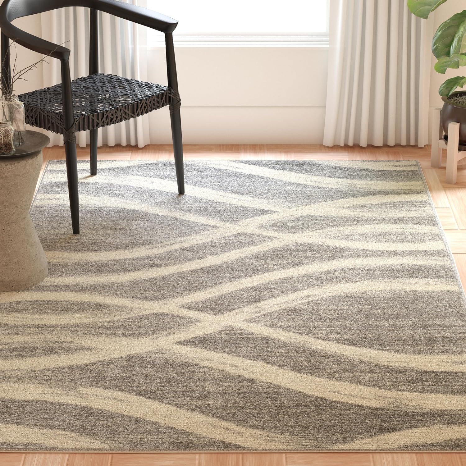 image:imageSAFAVIEH Area Rug 8x10 Adirondack Collection Large Sage amp Cream Modern Wave Design NonShedding amp Easy to Clean Ideal for Living Room Bedroom Dining Space ADR125XGreyCream