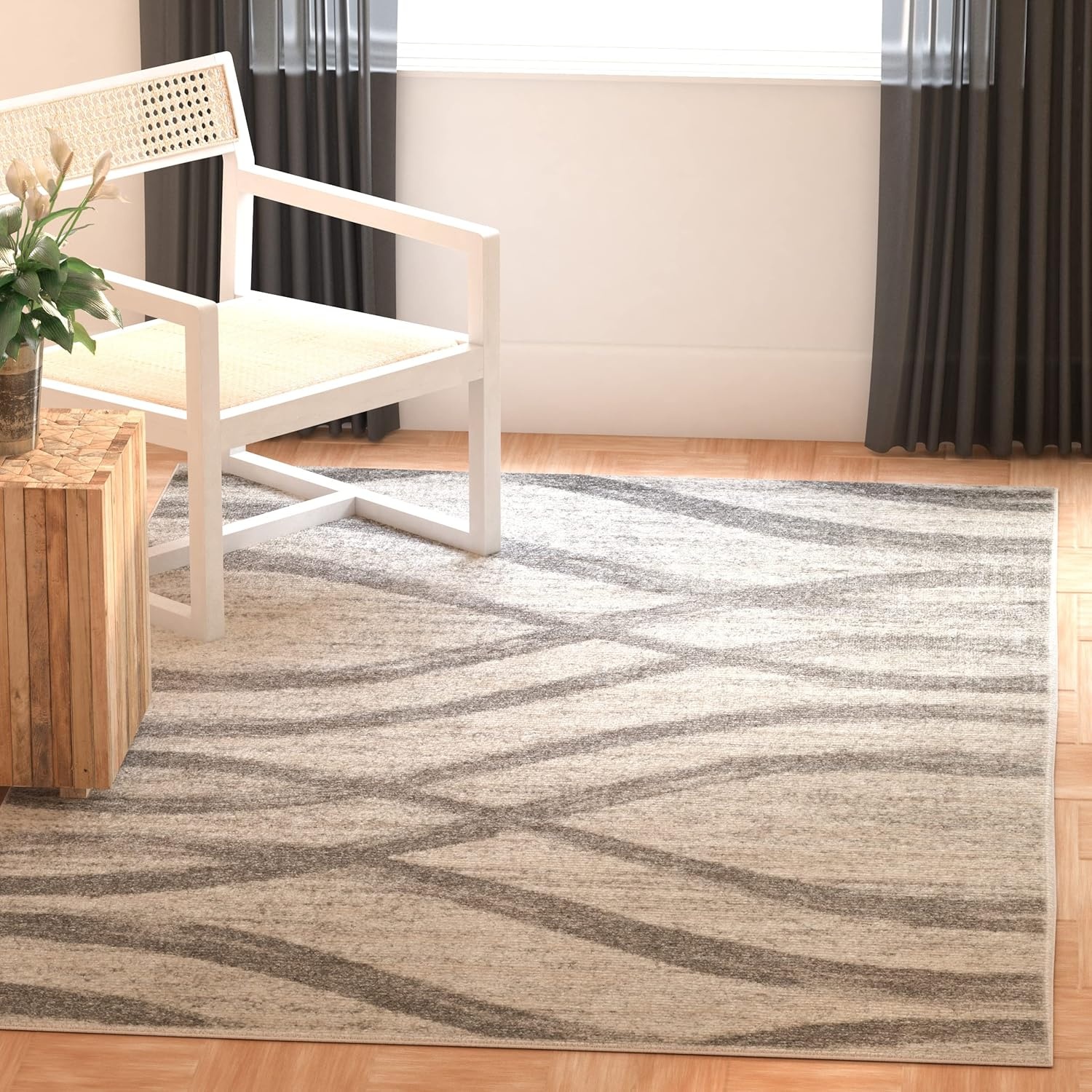 image:imageSAFAVIEH Area Rug 8x10 Adirondack Collection Large Sage amp Cream Modern Wave Design NonShedding amp Easy to Clean Ideal for Living Room Bedroom Dining Space ADR125XCreamGrey