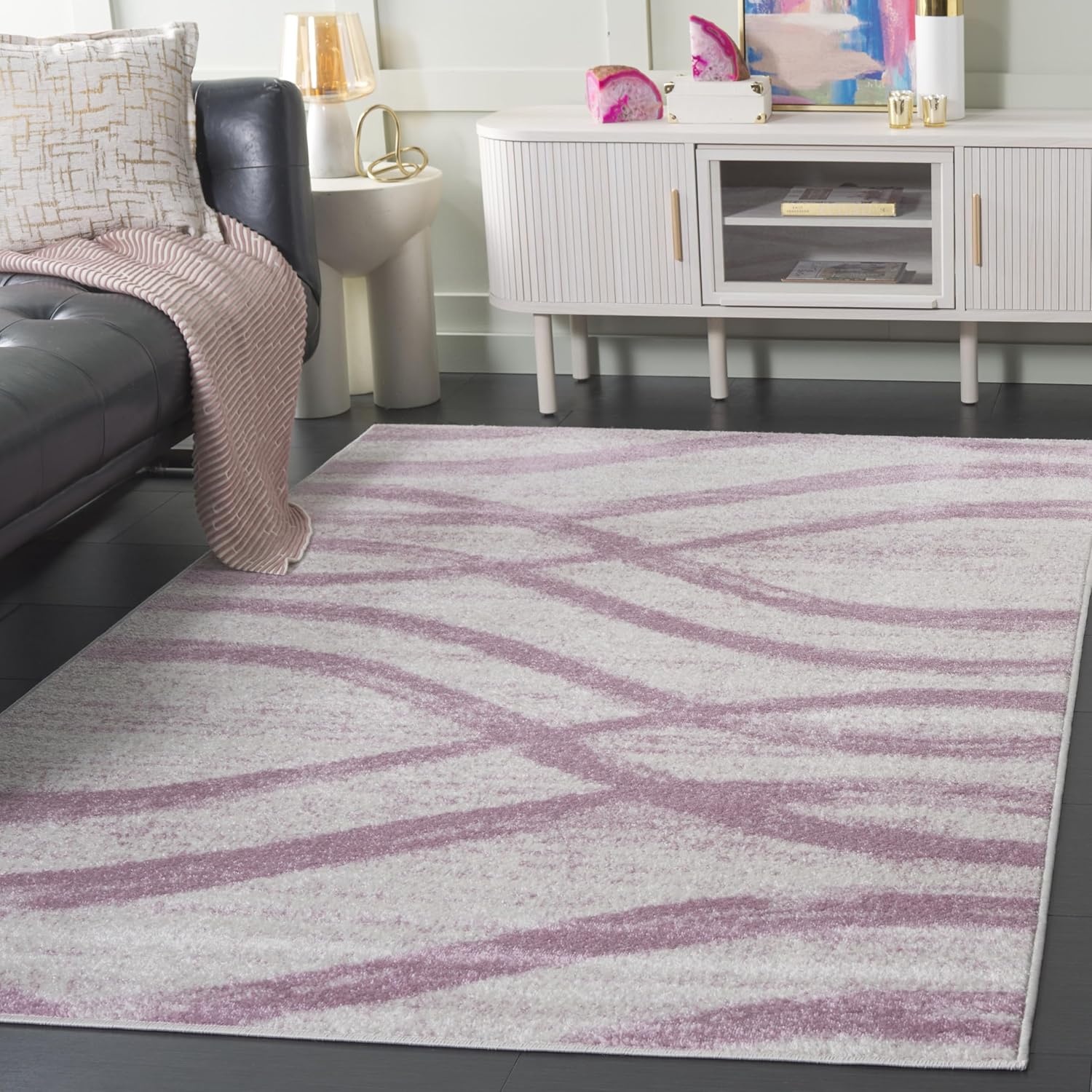image:imageSAFAVIEH Area Rug 8x10 Adirondack Collection Large Sage amp Cream Modern Wave Design NonShedding amp Easy to Clean Ideal for Living Room Bedroom Dining Space ADR125XCreamPurple