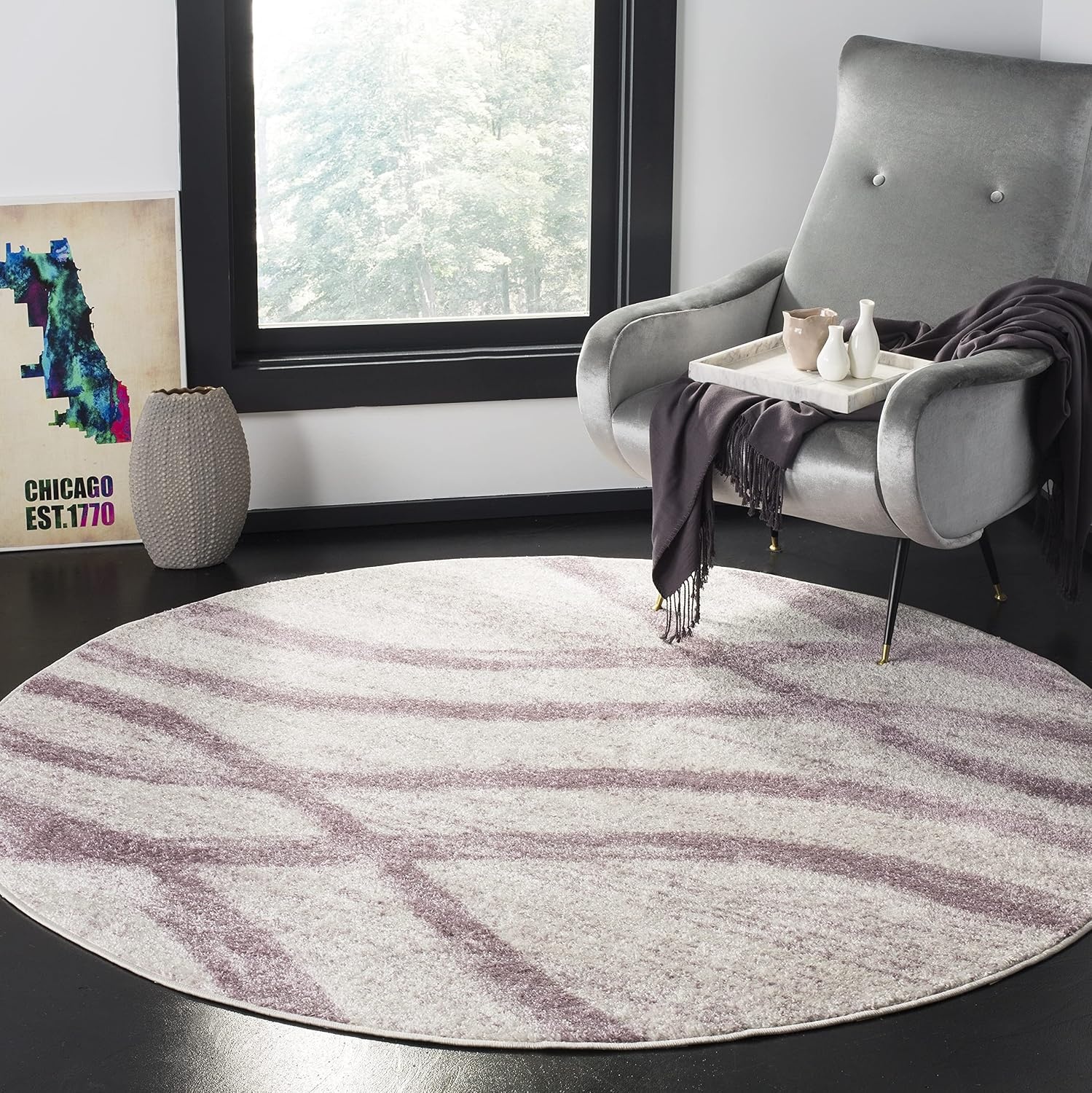 image:imageSAFAVIEH Area Rug 8x10 Adirondack Collection Large Sage amp Cream Modern Wave Design NonShedding amp Easy to Clean Ideal for Living Room Bedroom Dining Space ADR125XCreamPurple