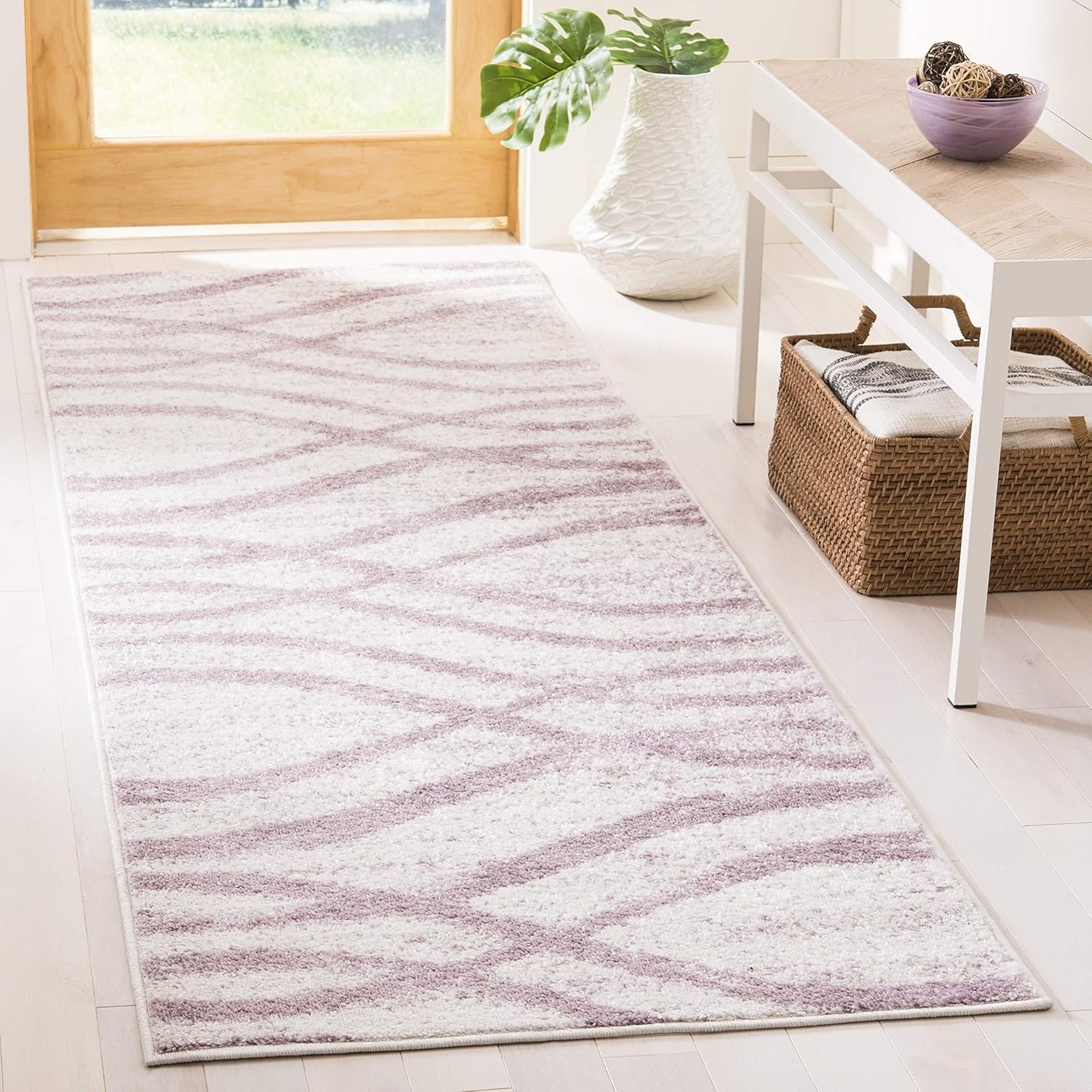image:imageSAFAVIEH Area Rug 8x10 Adirondack Collection Large Sage amp Cream Modern Wave Design NonShedding amp Easy to Clean Ideal for Living Room Bedroom Dining Space ADR125XCreamPurple