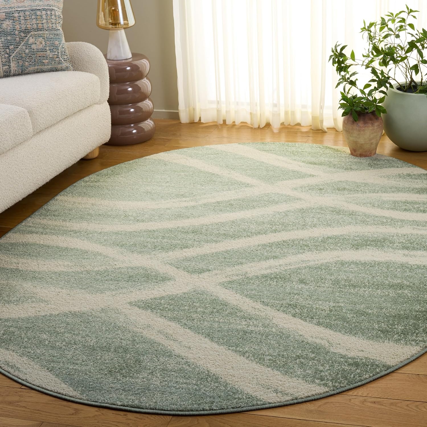 image:imageSAFAVIEH Area Rug 8x10 Adirondack Collection Large Sage amp Cream Modern Wave Design NonShedding amp Easy to Clean Ideal for Living Room Bedroom Dining Space ADR125XSageCream