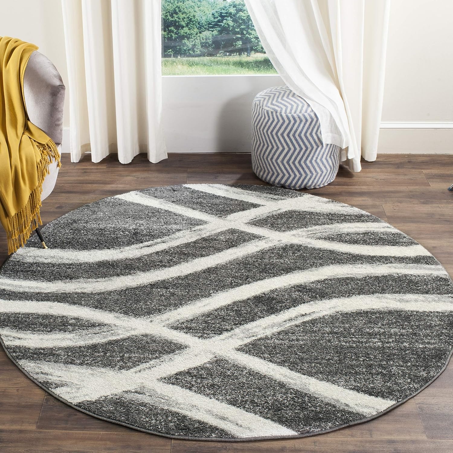 image:imageSAFAVIEH Area Rug 8x10 Adirondack Collection Large Sage amp Cream Modern Wave Design NonShedding amp Easy to Clean Ideal for Living Room Bedroom Dining Space ADR125XCharcoalIvory