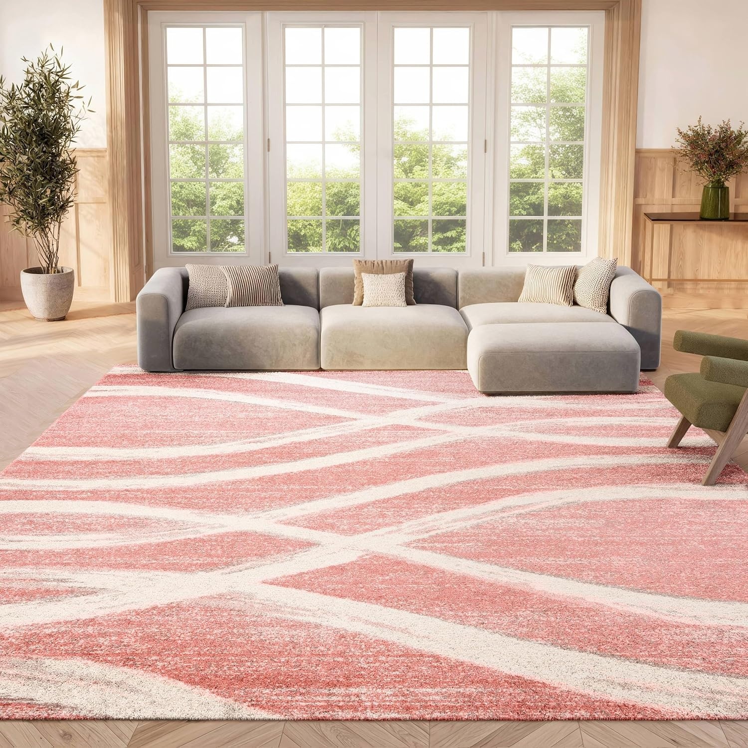 image:imageSAFAVIEH Area Rug 8x10 Adirondack Collection Large Sage amp Cream Modern Wave Design NonShedding amp Easy to Clean Ideal for Living Room Bedroom Dining Space ADR125XRoseCream