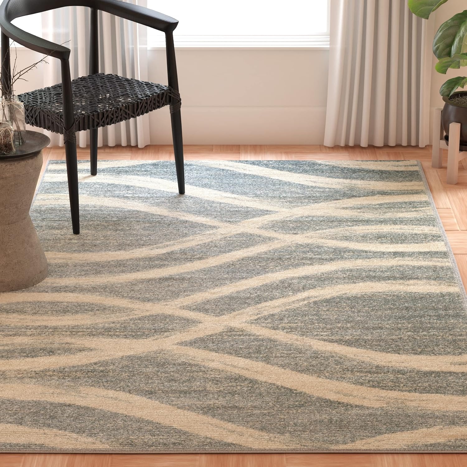 image:imageSAFAVIEH Area Rug 8x10 Adirondack Collection Large Sage amp Cream Modern Wave Design NonShedding amp Easy to Clean Ideal for Living Room Bedroom Dining Space ADR125XCreamSlate