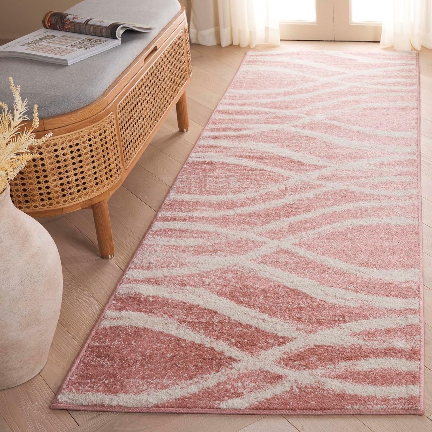 image:imageSAFAVIEH Area Rug 8x10 Adirondack Collection Large Sage amp Cream Modern Wave Design NonShedding amp Easy to Clean Ideal for Living Room Bedroom Dining Space ADR125XRoseCream