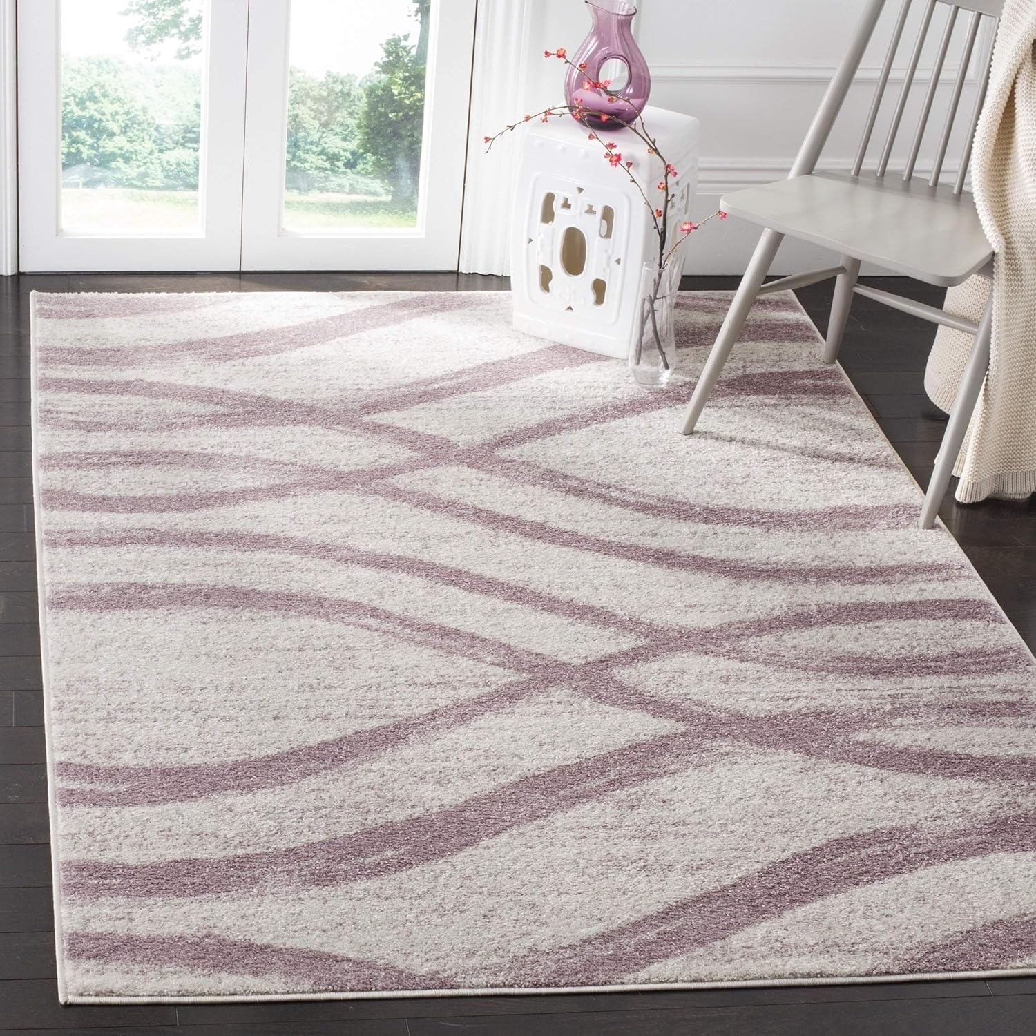 image:imageSAFAVIEH Area Rug 8x10 Adirondack Collection Large Sage amp Cream Modern Wave Design NonShedding amp Easy to Clean Ideal for Living Room Bedroom Dining Space ADR125XCreamPurple