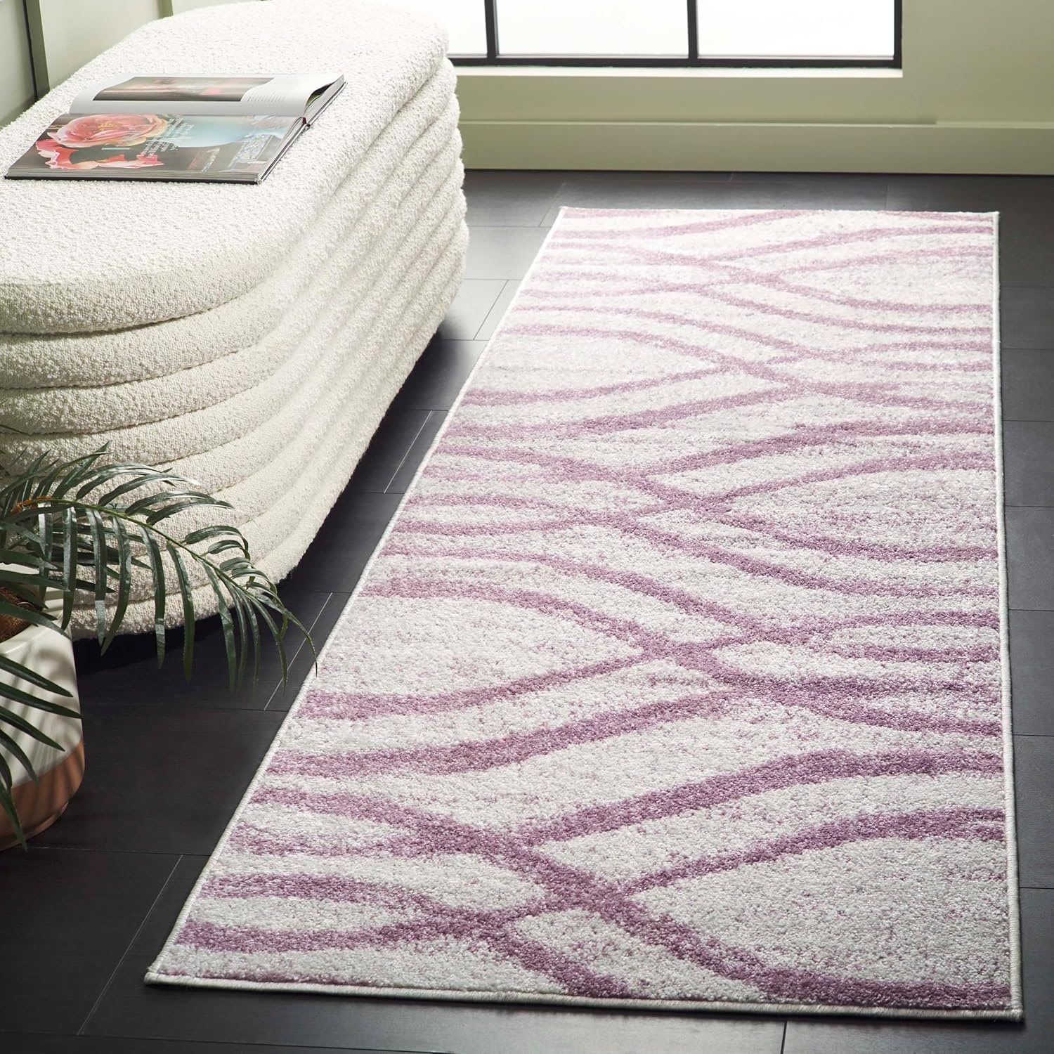 image:imageSAFAVIEH Area Rug 8x10 Adirondack Collection Large Sage amp Cream Modern Wave Design NonShedding amp Easy to Clean Ideal for Living Room Bedroom Dining Space ADR125XCreamPurple
