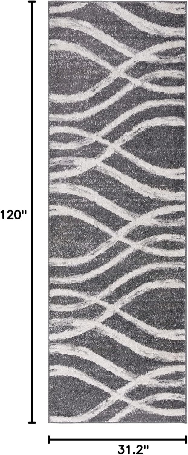 image:imageSAFAVIEH Area Rug 8x10 Adirondack Collection Large Sage amp Cream Modern Wave Design NonShedding amp Easy to Clean Ideal for Living Room Bedroom Dining Space ADR125XCharcoalIvory