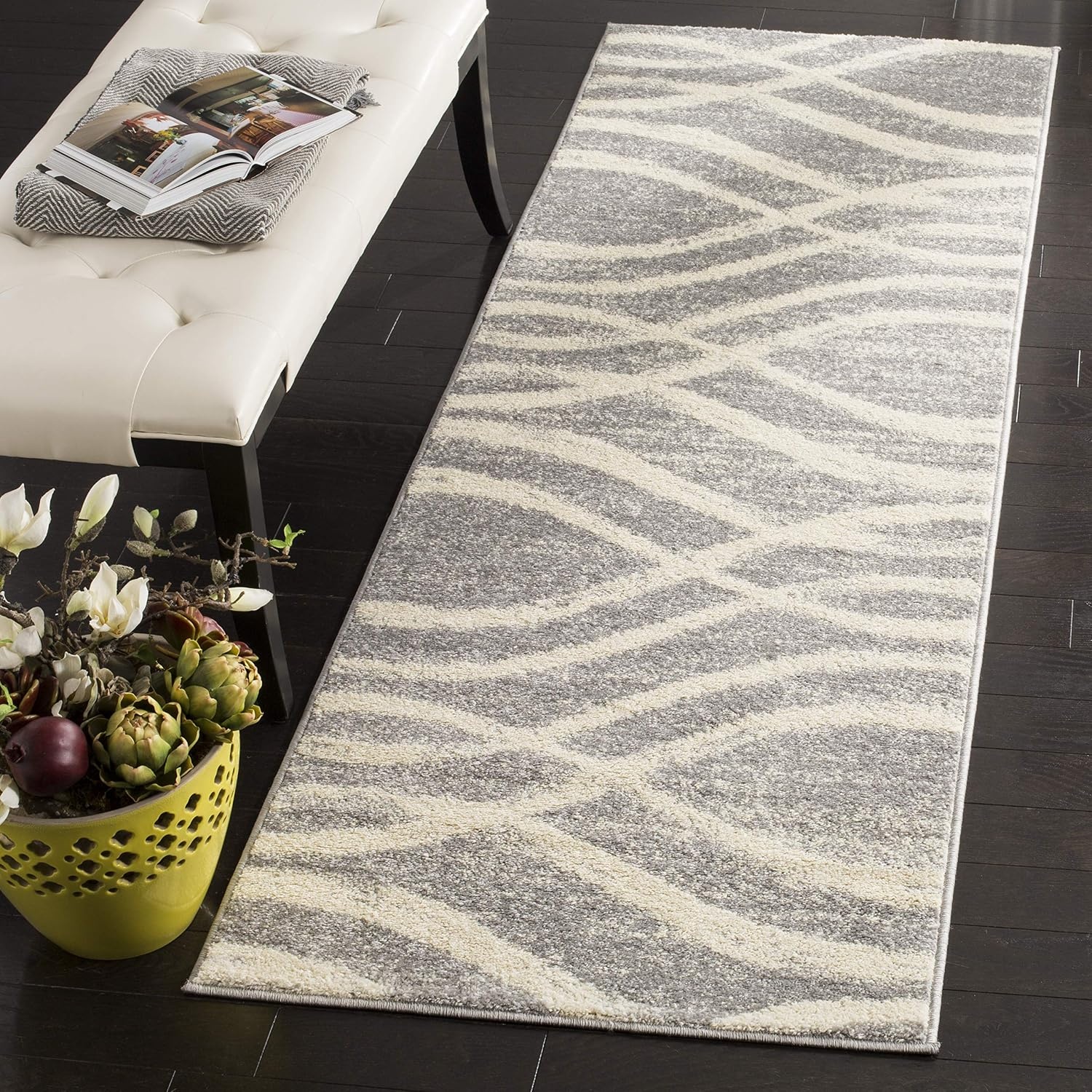 image:imageSAFAVIEH Area Rug 8x10 Adirondack Collection Large Sage amp Cream Modern Wave Design NonShedding amp Easy to Clean Ideal for Living Room Bedroom Dining Space ADR125XGreyCream