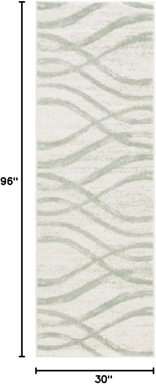 image:imageSAFAVIEH Area Rug 8x10 Adirondack Collection Large Sage amp Cream Modern Wave Design NonShedding amp Easy to Clean Ideal for Living Room Bedroom Dining Space ADR125XIvorySage