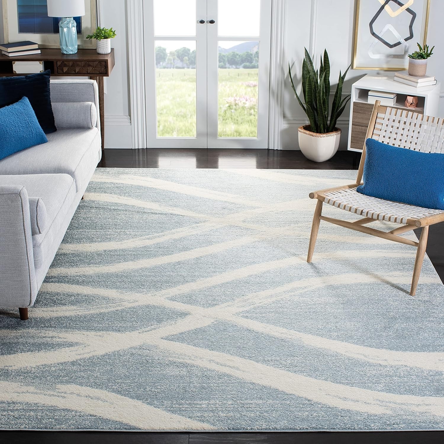 image:imageSAFAVIEH Area Rug 8x10 Adirondack Collection Large Sage amp Cream Modern Wave Design NonShedding amp Easy to Clean Ideal for Living Room Bedroom Dining Space ADR125XCreamSlate