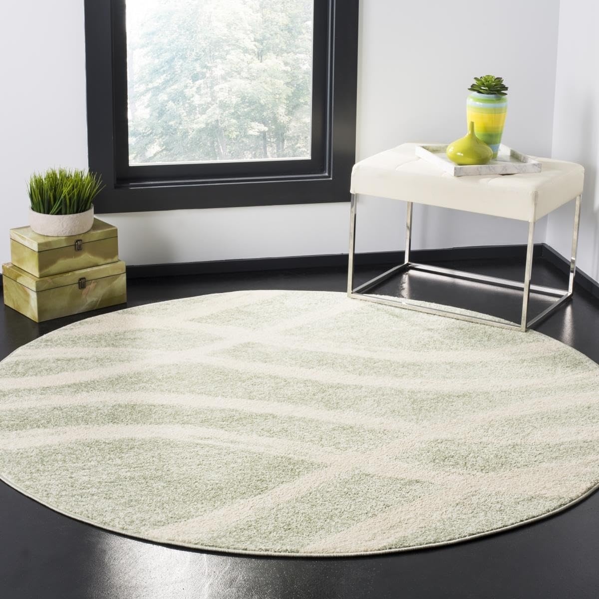 image:imageSAFAVIEH Area Rug 8x10 Adirondack Collection Large Sage amp Cream Modern Wave Design NonShedding amp Easy to Clean Ideal for Living Room Bedroom Dining Space ADR125XSageCream