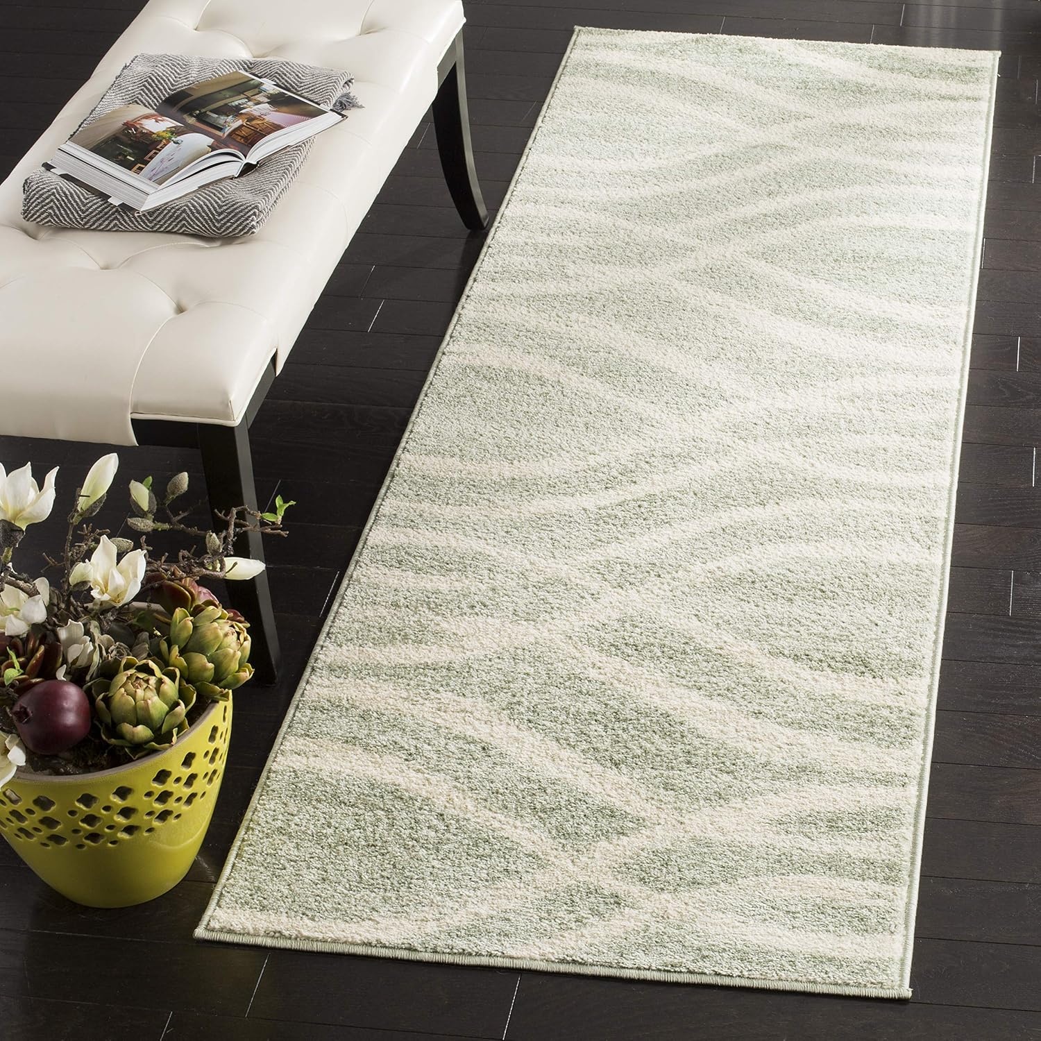 image:imageSAFAVIEH Area Rug 8x10 Adirondack Collection Large Sage amp Cream Modern Wave Design NonShedding amp Easy to Clean Ideal for Living Room Bedroom Dining Space ADR125XSageCream
