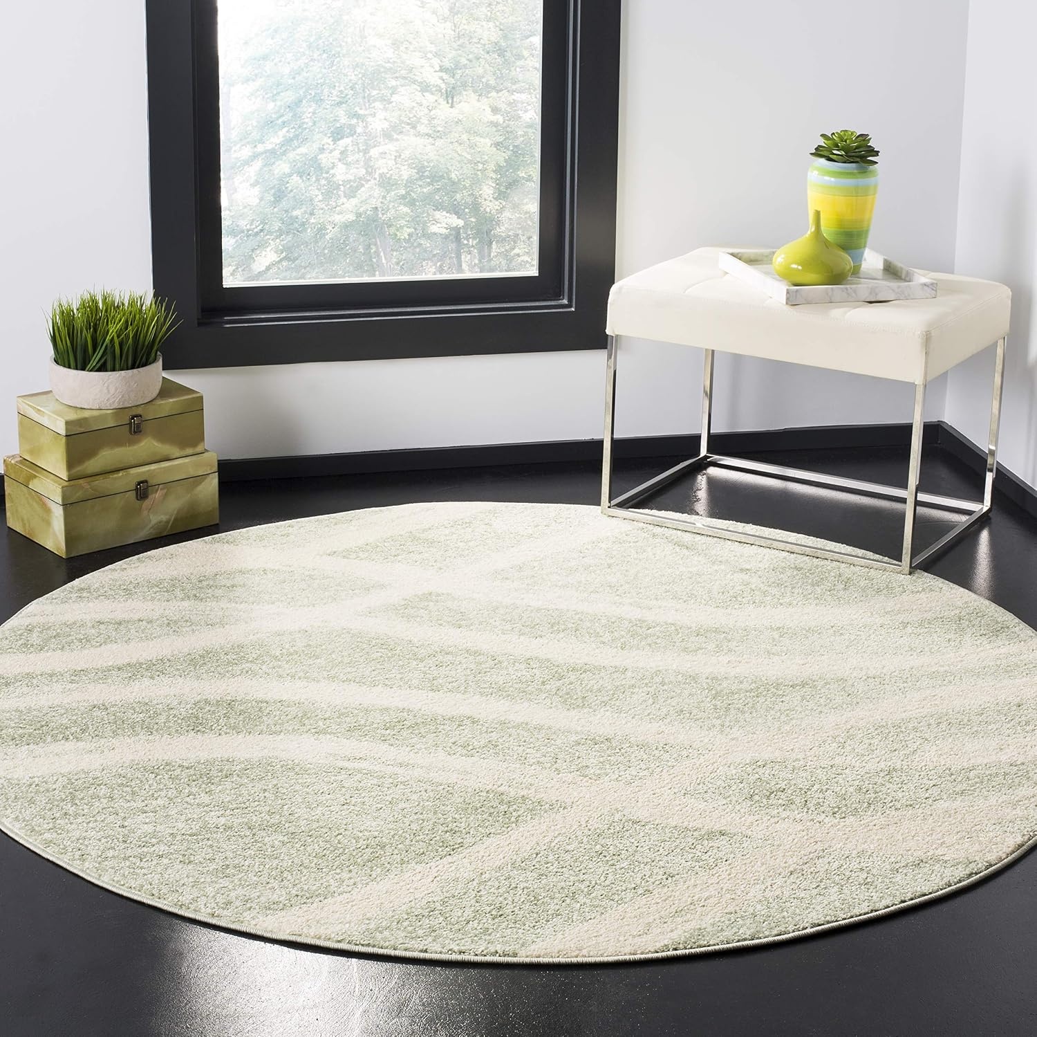 image:imageSAFAVIEH Area Rug 8x10 Adirondack Collection Large Sage amp Cream Modern Wave Design NonShedding amp Easy to Clean Ideal for Living Room Bedroom Dining Space ADR125XSageCream