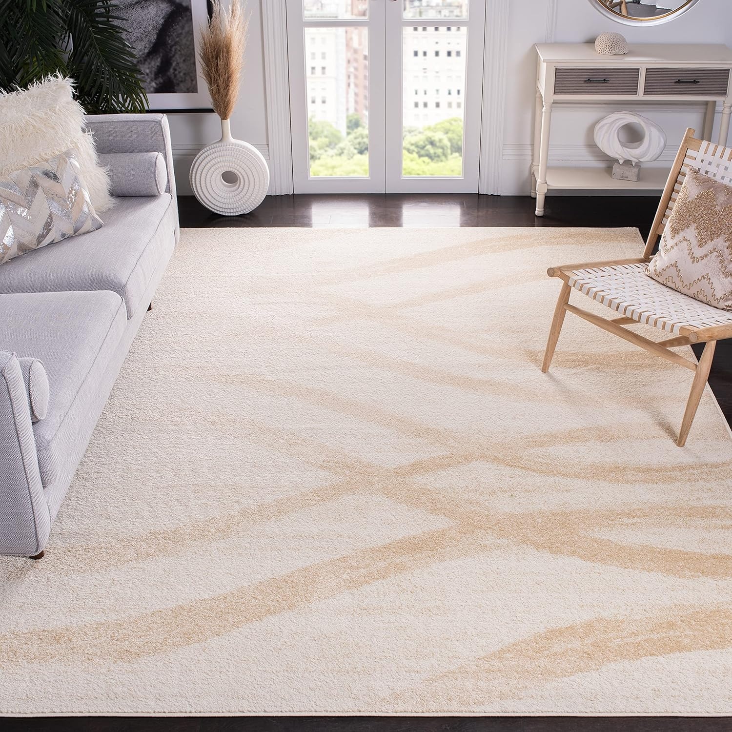 image:imageSAFAVIEH Area Rug 8x10 Adirondack Collection Large Sage amp Cream Modern Wave Design NonShedding amp Easy to Clean Ideal for Living Room Bedroom Dining Space ADR125XCreamChampagne