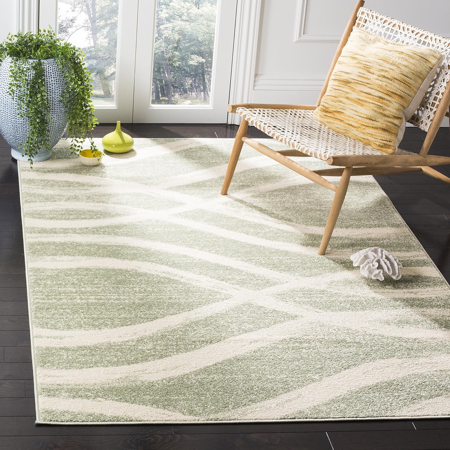 image:imageSAFAVIEH Area Rug 8x10 Adirondack Collection Large Sage amp Cream Modern Wave Design NonShedding amp Easy to Clean Ideal for Living Room Bedroom Dining Space ADR125XSageCream