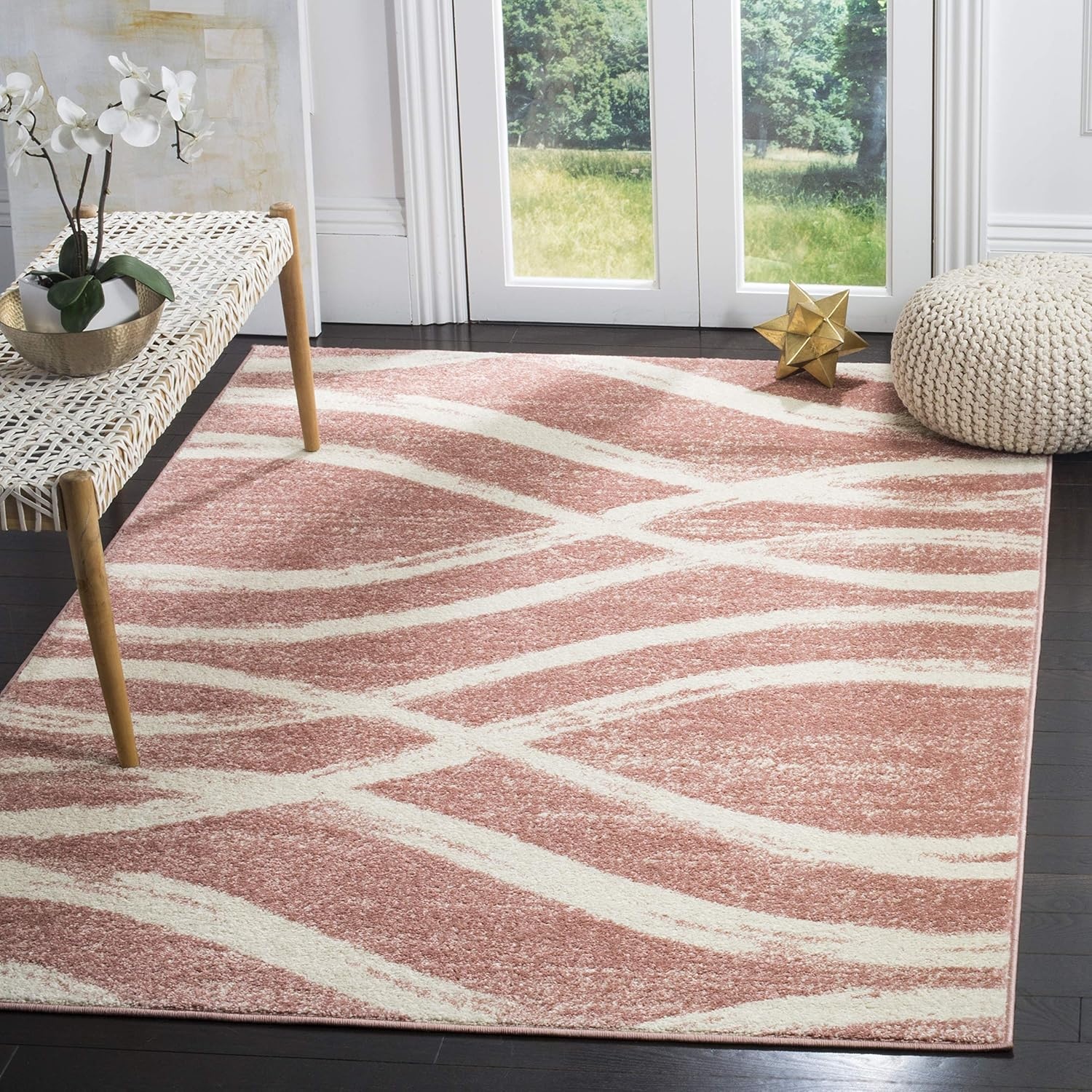 image:imageSAFAVIEH Area Rug 8x10 Adirondack Collection Large Sage amp Cream Modern Wave Design NonShedding amp Easy to Clean Ideal for Living Room Bedroom Dining Space ADR125XRoseCream