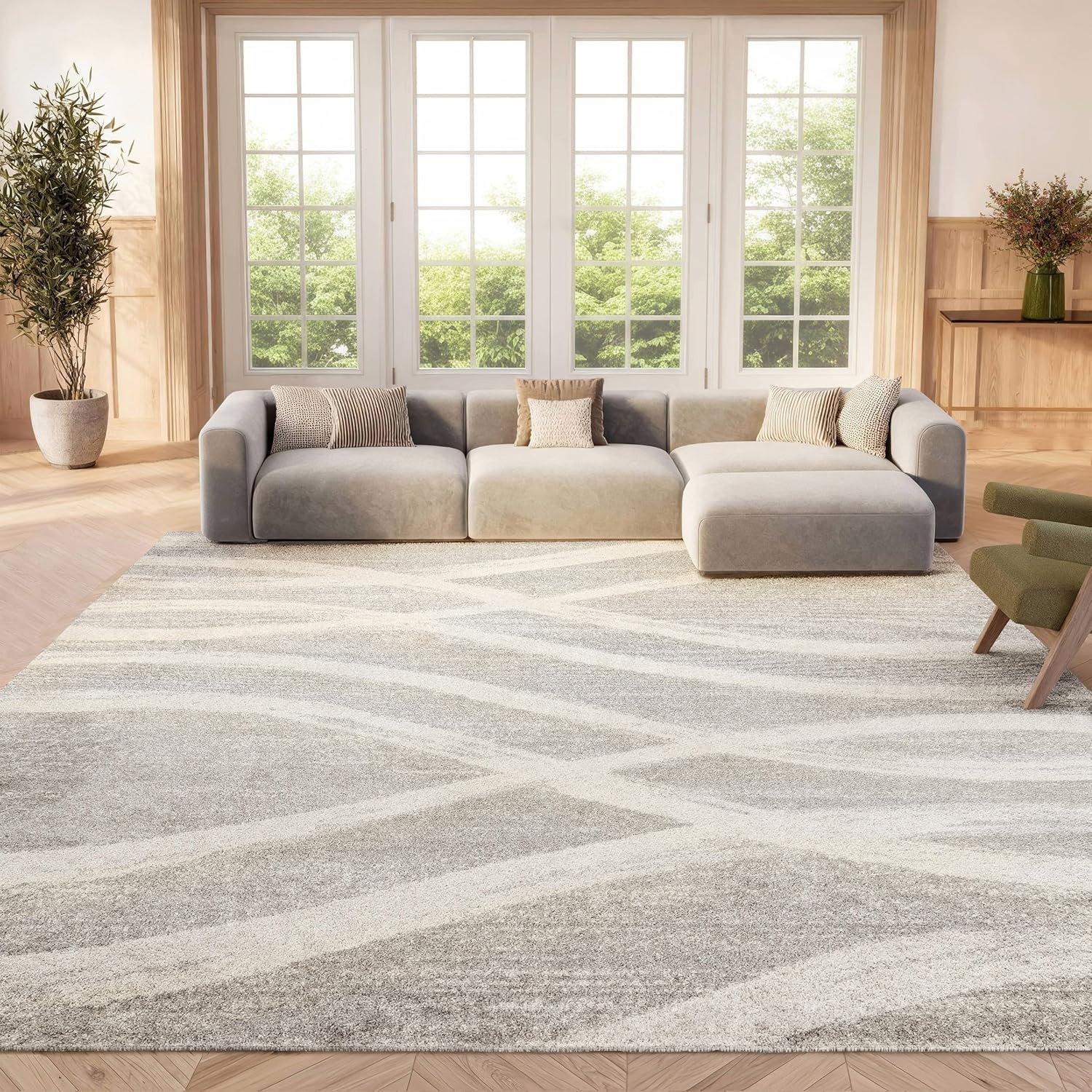 image:imageSAFAVIEH Area Rug 8x10 Adirondack Collection Large Sage amp Cream Modern Wave Design NonShedding amp Easy to Clean Ideal for Living Room Bedroom Dining Space ADR125XGreyCream
