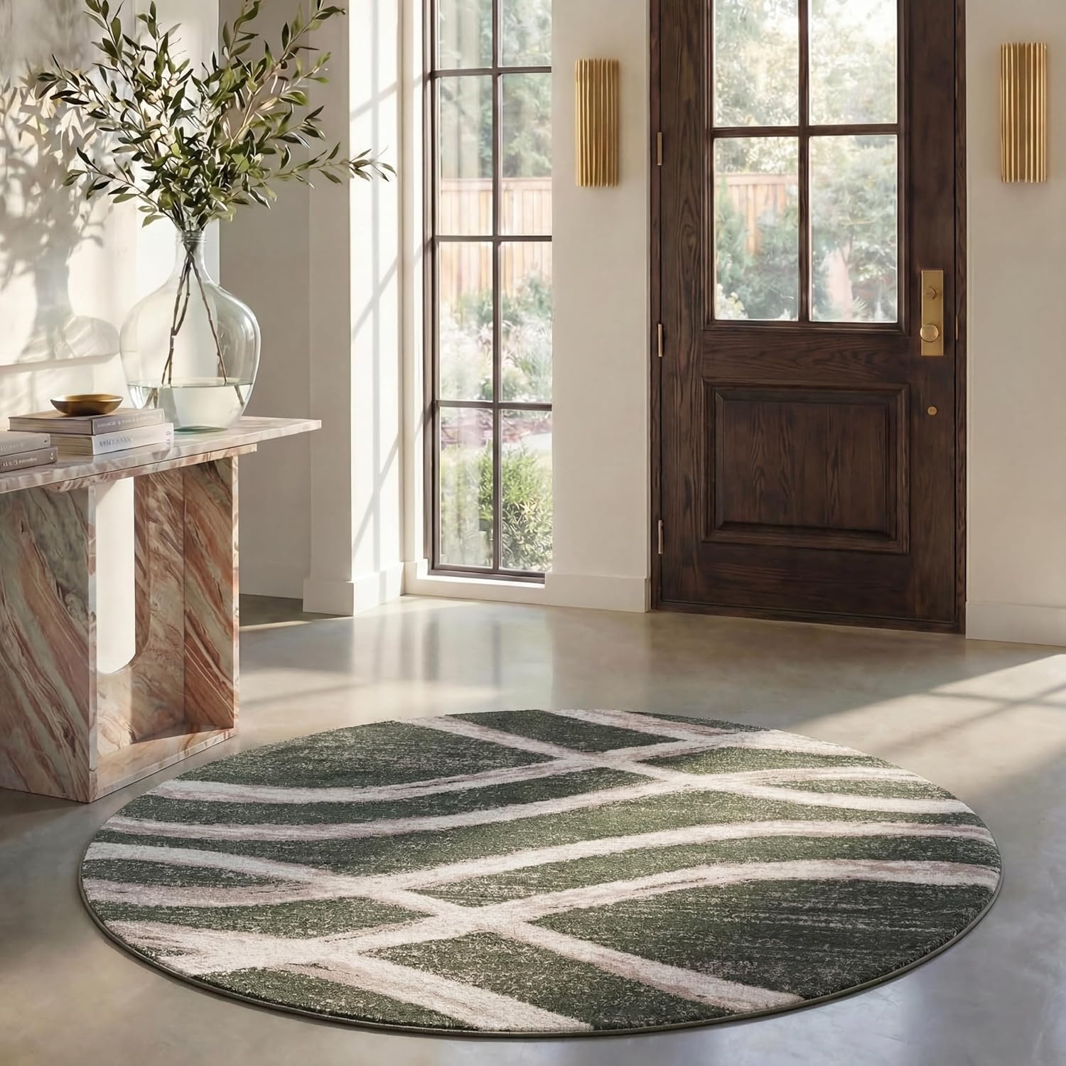 image:imageSAFAVIEH Area Rug 8x10 Adirondack Collection Large Sage amp Cream Modern Wave Design NonShedding amp Easy to Clean Ideal for Living Room Bedroom Dining Space ADR125XDark GreenIvory