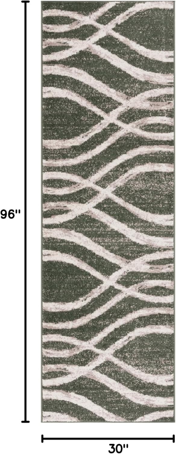 image:imageSAFAVIEH Area Rug 8x10 Adirondack Collection Large Sage amp Cream Modern Wave Design NonShedding amp Easy to Clean Ideal for Living Room Bedroom Dining Space ADR125XDark GreenIvory