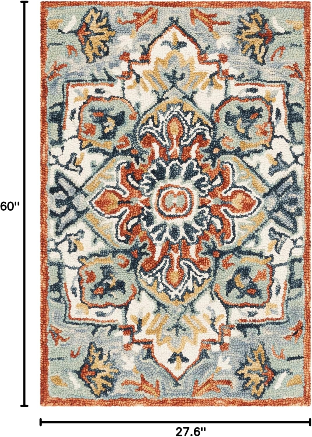 image:imageSAFAVIEH Area Rug 8x10 Aspen Collection Large Blue amp Rust Handmade Wool Boho Design Ideal for Living Room Bedroom Office Dining Space APN312ABlueRust