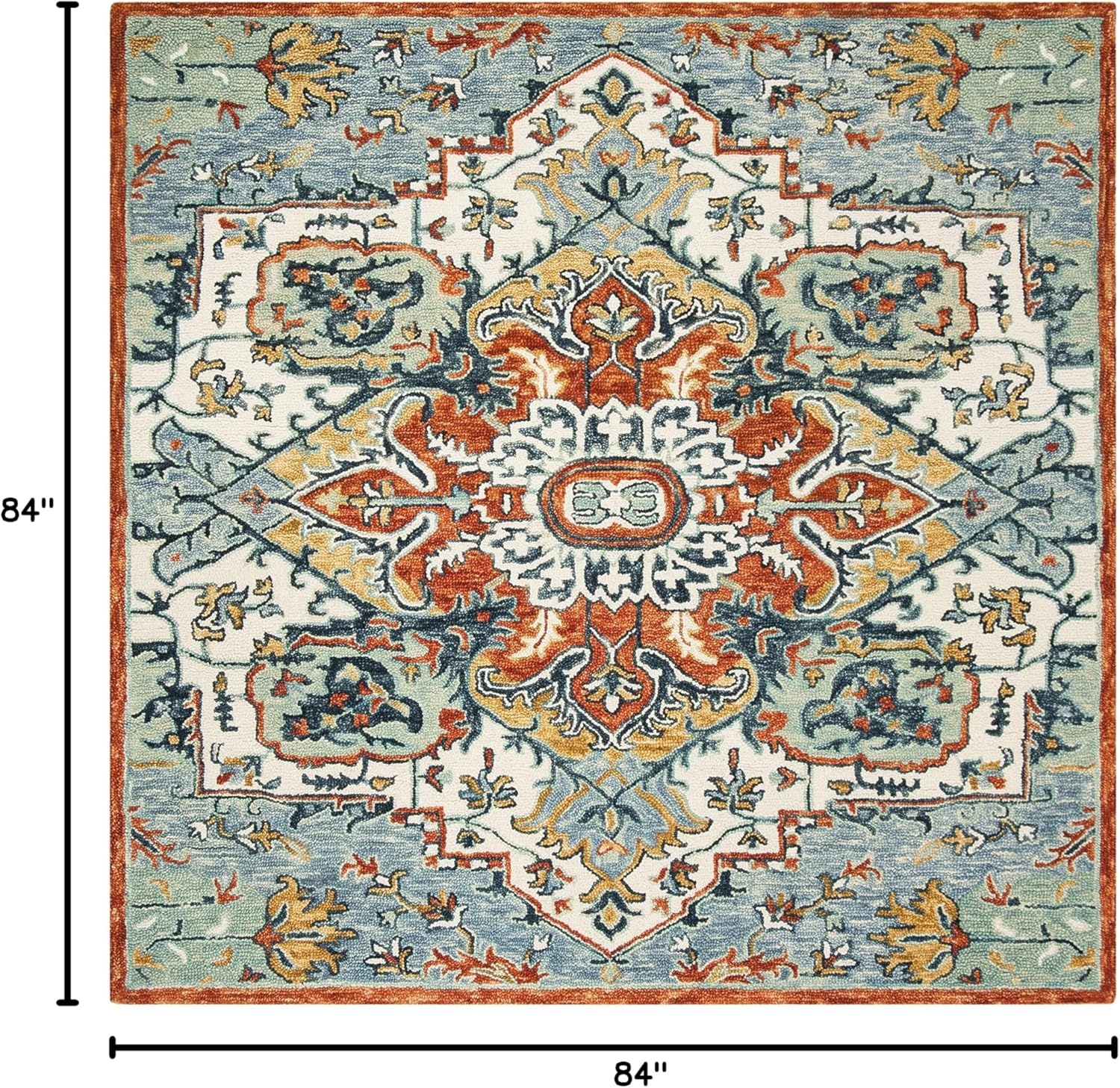 image:imageSAFAVIEH Area Rug 8x10 Aspen Collection Large Blue amp Rust Handmade Wool Boho Design Ideal for Living Room Bedroom Office Dining Space APN312ABlueRust