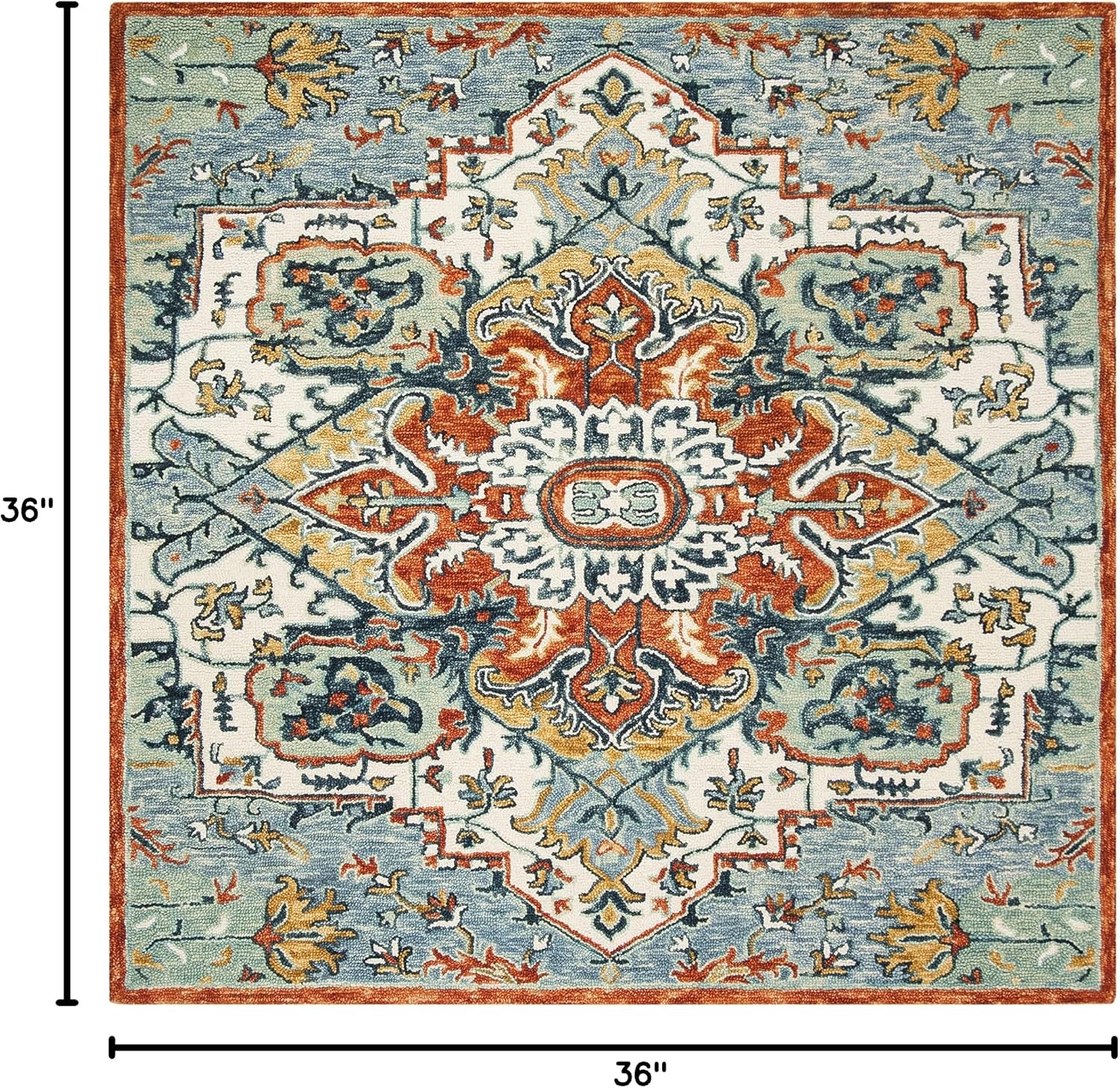 image:imageSAFAVIEH Area Rug 8x10 Aspen Collection Large Blue amp Rust Handmade Wool Boho Design Ideal for Living Room Bedroom Office Dining Space APN312ABlueRust