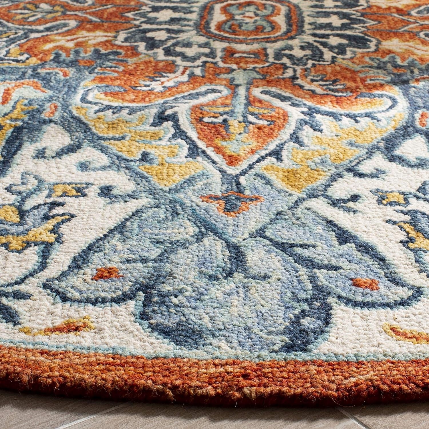 image:imageSAFAVIEH Area Rug 8x10 Aspen Collection Large Blue amp Rust Handmade Wool Boho Design Ideal for Living Room Bedroom Office Dining Space APN312ABlueRust