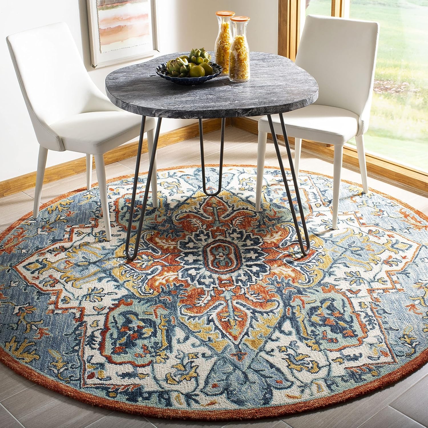 image:imageSAFAVIEH Area Rug 8x10 Aspen Collection Large Blue amp Rust Handmade Wool Boho Design Ideal for Living Room Bedroom Office Dining Space APN312ABlueRust