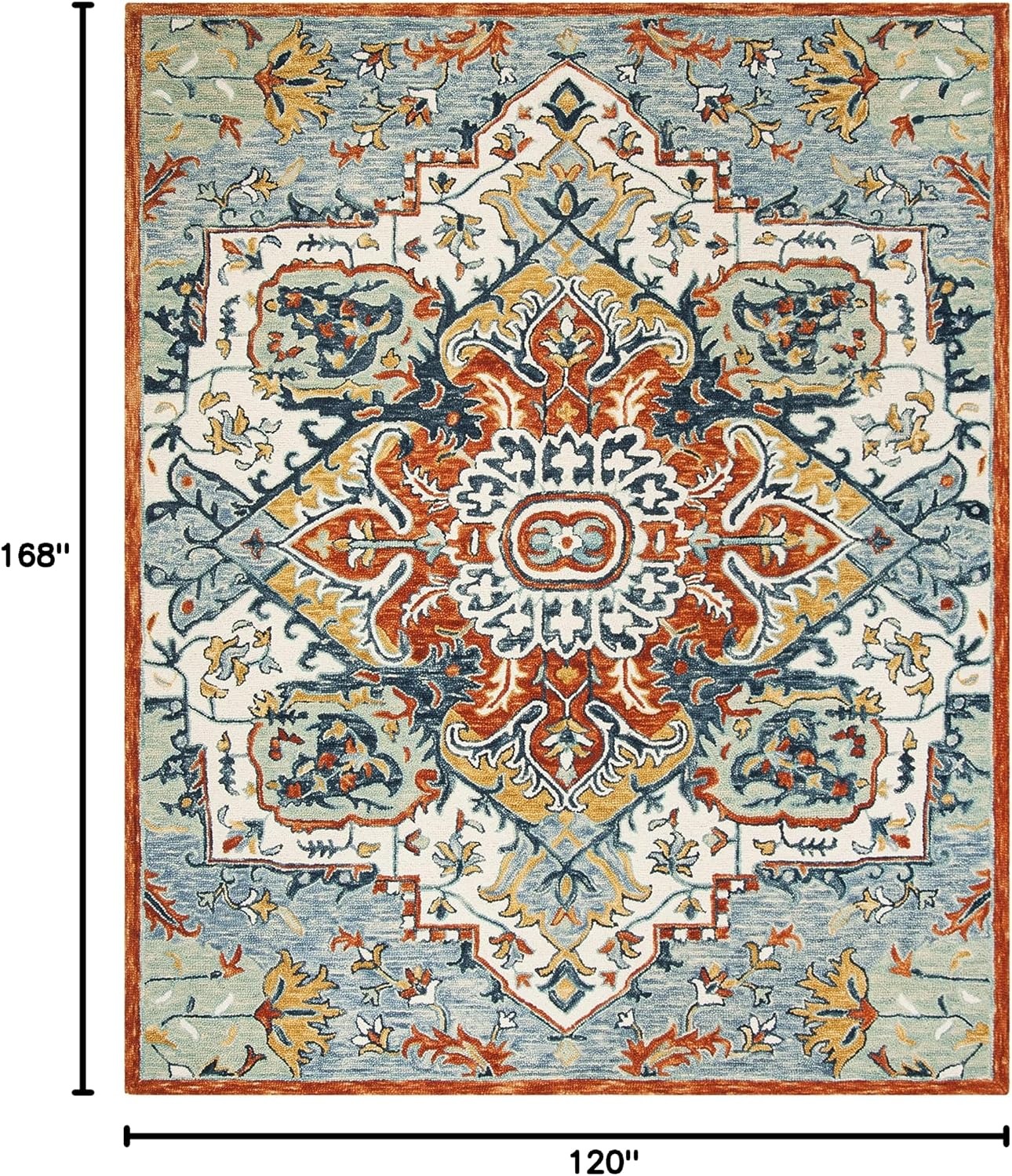 image:imageSAFAVIEH Area Rug 8x10 Aspen Collection Large Blue amp Rust Handmade Wool Boho Design Ideal for Living Room Bedroom Office Dining Space APN312ABlueRust