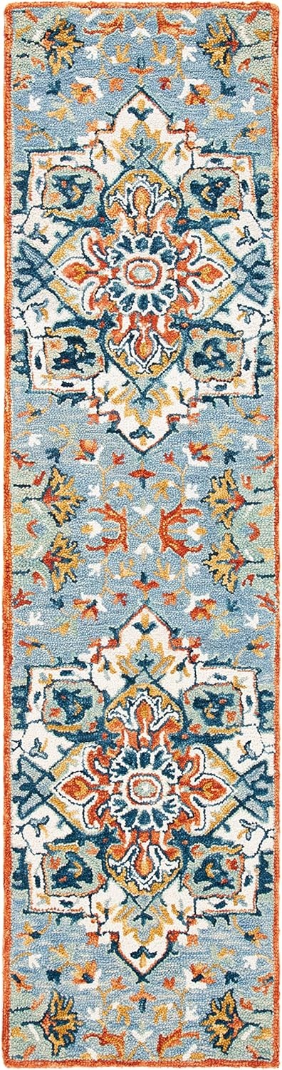 image:imageSAFAVIEH Area Rug 8x10 Aspen Collection Large Blue amp Rust Handmade Wool Boho Design Ideal for Living Room Bedroom Office Dining Space APN312ABlueRust