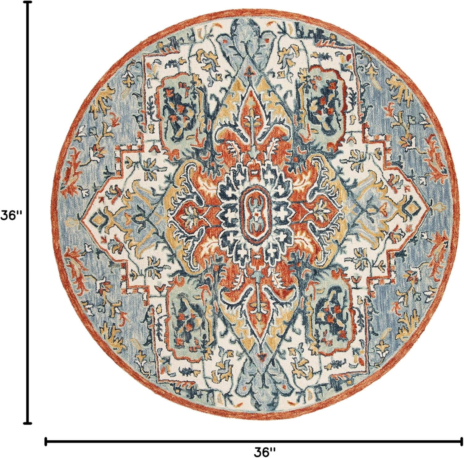 image:imageSAFAVIEH Area Rug 8x10 Aspen Collection Large Blue amp Rust Handmade Wool Boho Design Ideal for Living Room Bedroom Office Dining Space APN312ABlueRust