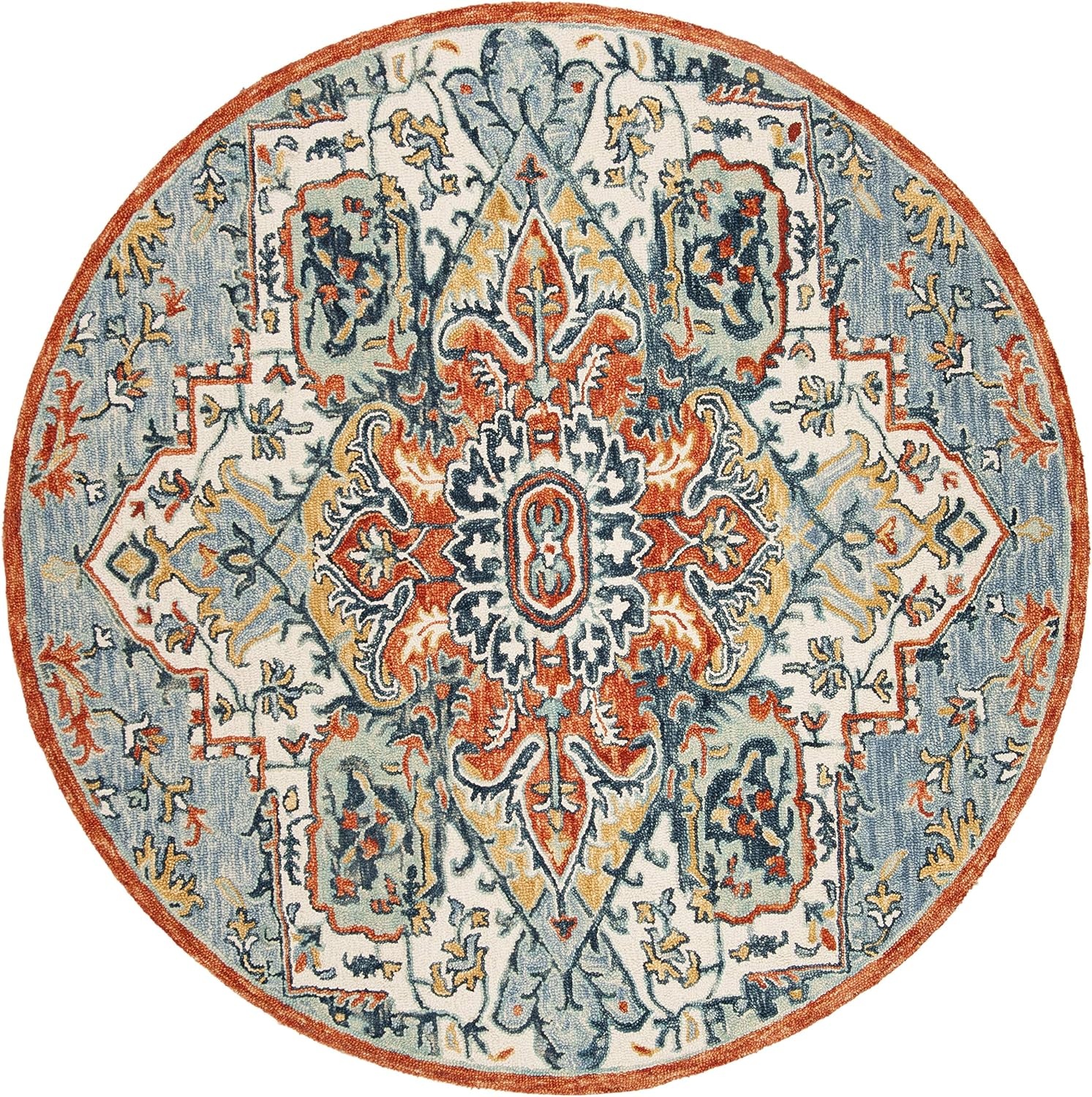 image:imageSAFAVIEH Area Rug 8x10 Aspen Collection Large Blue amp Rust Handmade Wool Boho Design Ideal for Living Room Bedroom Office Dining Space APN312ABlueRust