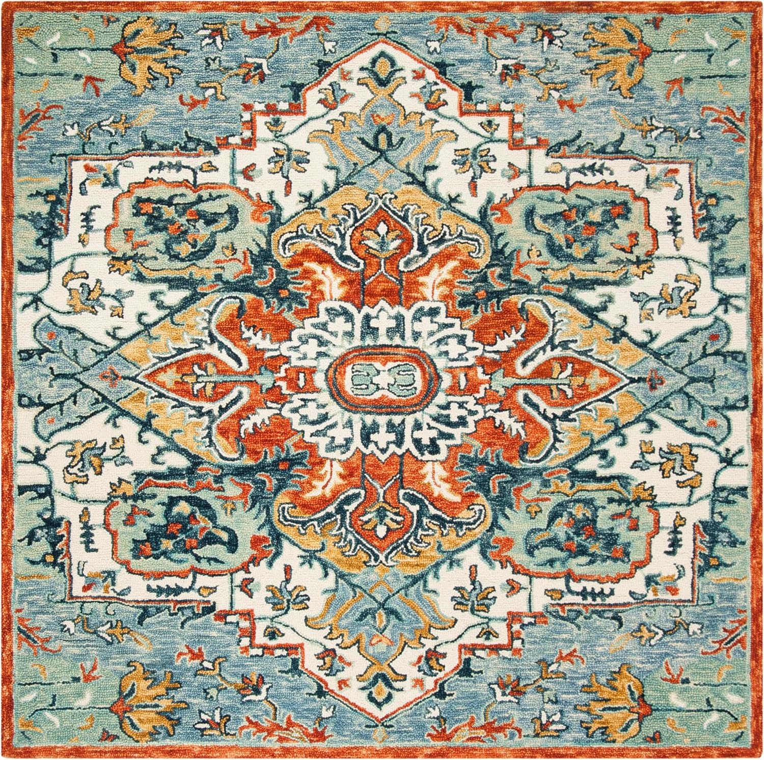 image:imageSAFAVIEH Area Rug 8x10 Aspen Collection Large Blue amp Rust Handmade Wool Boho Design Ideal for Living Room Bedroom Office Dining Space APN312ABlueRust