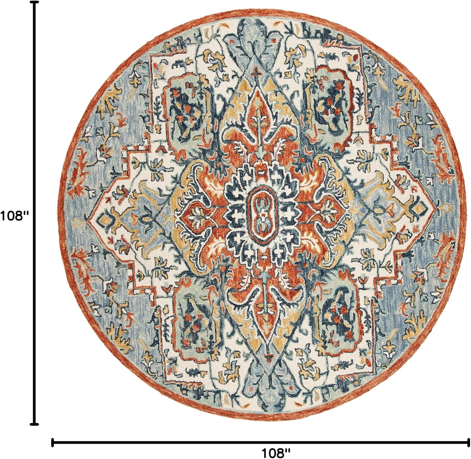image:imageSAFAVIEH Area Rug 8x10 Aspen Collection Large Blue amp Rust Handmade Wool Boho Design Ideal for Living Room Bedroom Office Dining Space APN312ABlueRust